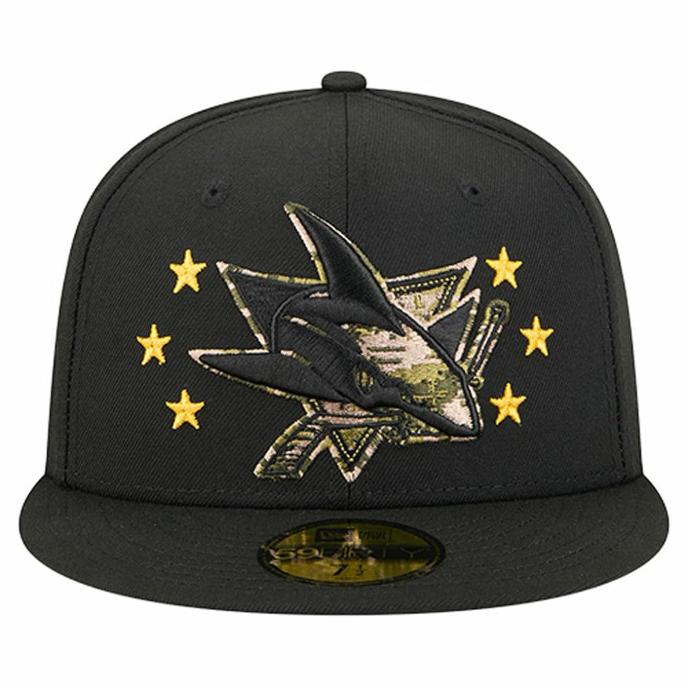NHL Black San Jose Sharks New Era Military Appreciation Digital Camo Stars 59FIFTY Fitted Hat