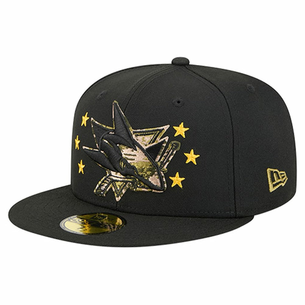 NHL Black San Jose Sharks New Era Military Appreciation Digital Camo Stars 59FIFTY Fitted Hat