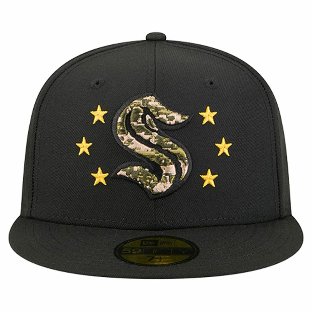 NHL Black Seattle Kraken New Era Military Appreciation Digital Camo Stars 59FIFTY Fitted Hat