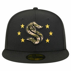 NHL Black Seattle Kraken New Era Military Appreciation Digital Camo Stars 59FIFTY Fitted Hat