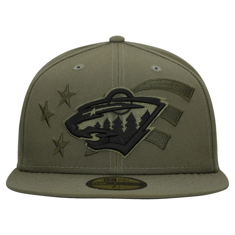 NHL Olive Minnesota Wild New Era Military Appreciation Flag 59FIFTY Fitted Hat