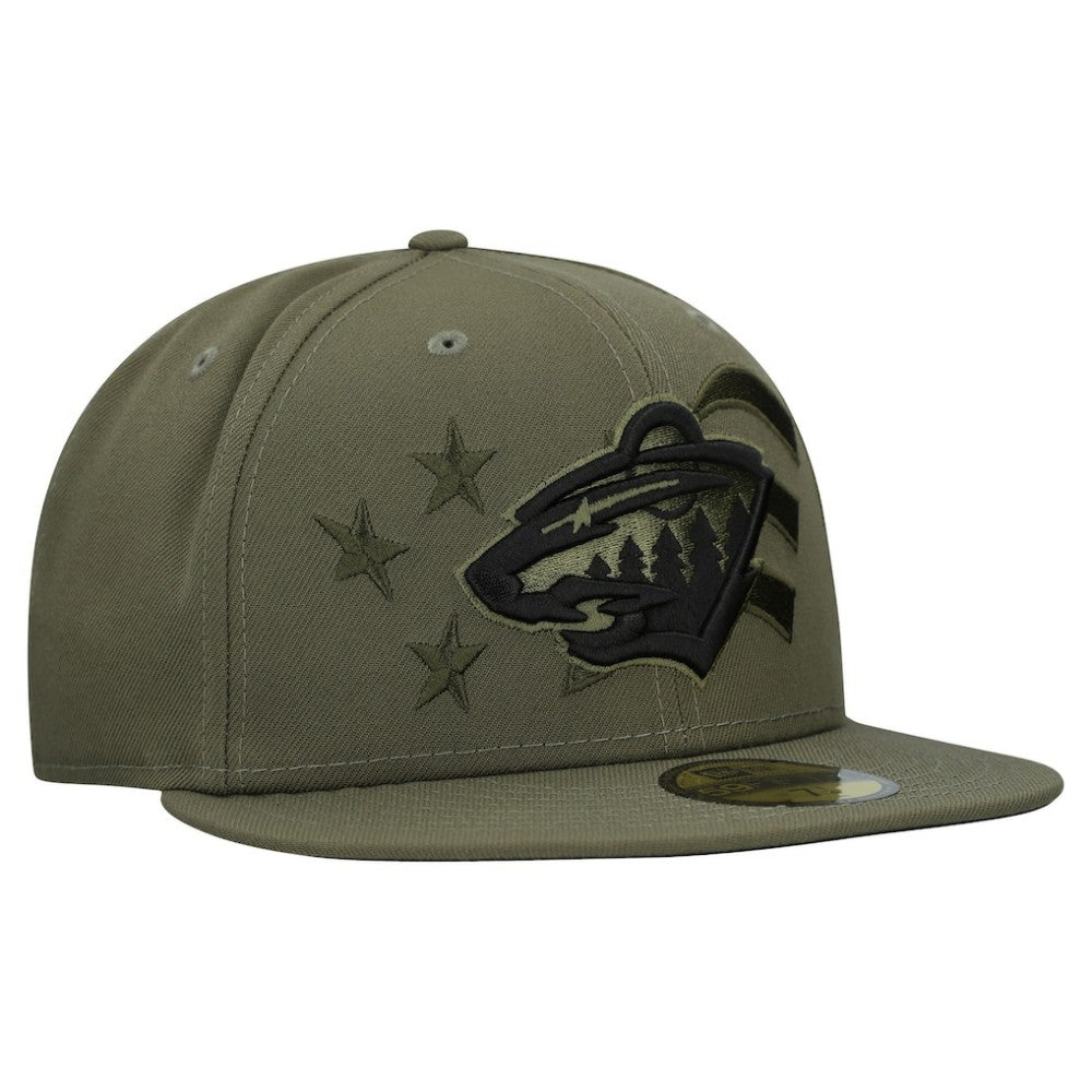 NHL Olive Minnesota Wild New Era Military Appreciation Flag 59FIFTY Fitted Hat