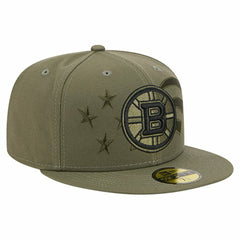 NHL Olive Boston Bruins New Era Military Appreciation Flag 59FIFTY Fitted Hat