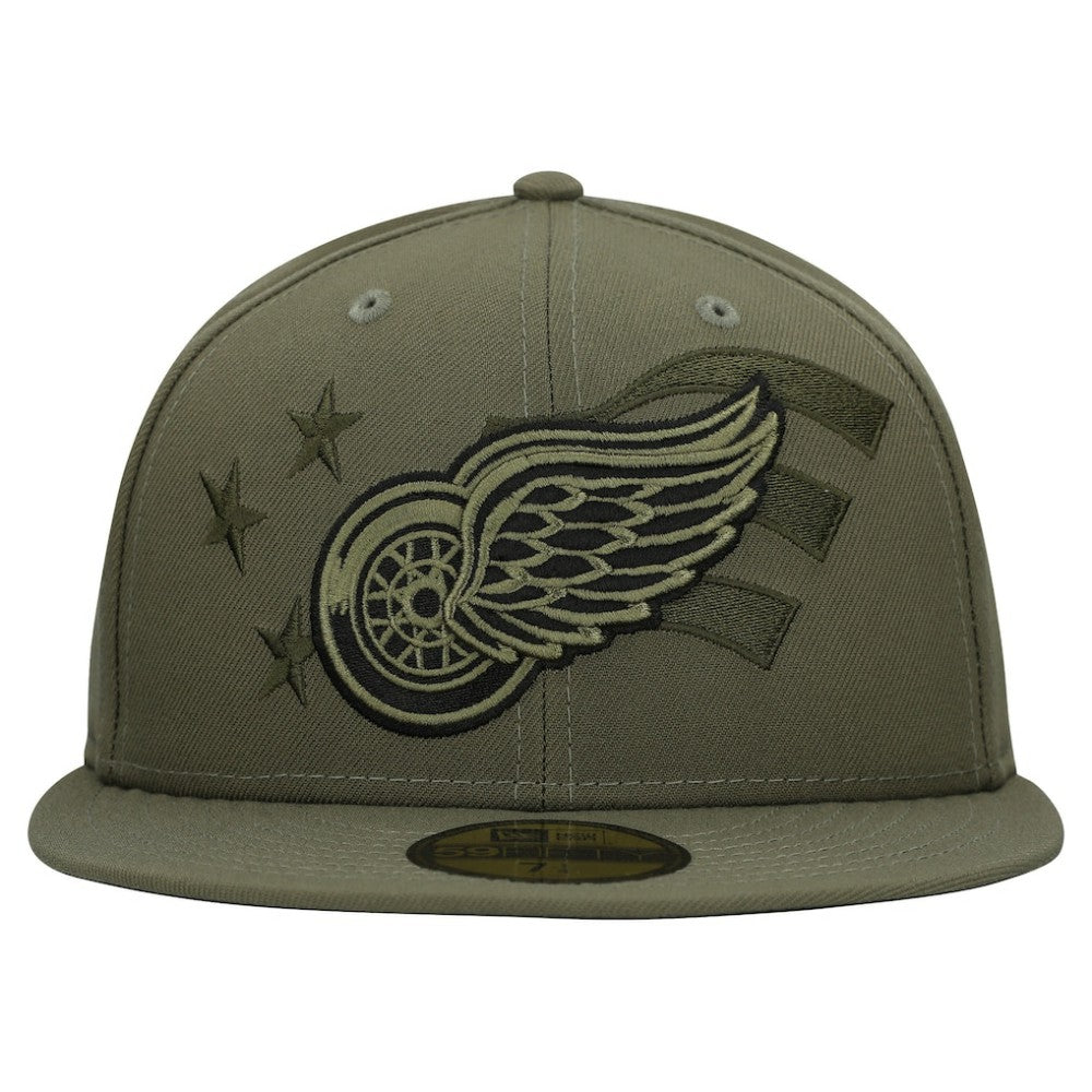 NHL Olive Detroit Red Wings New Era Military Appreciation Flag 59FIFTY Fitted Hat