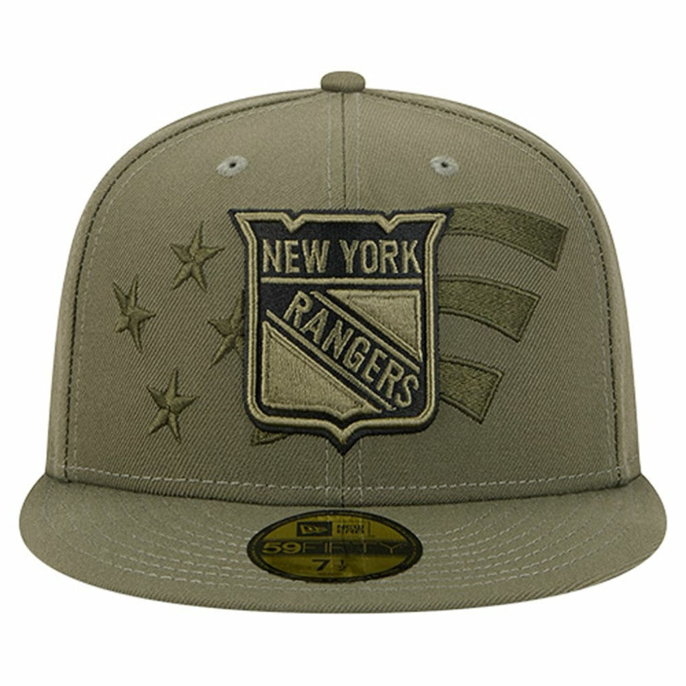 NHL Olive New York Rangers New Era Military Appreciation Flag 59FIFTY Fitted Hat