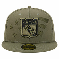 NHL Olive New York Rangers New Era Military Appreciation Flag 59FIFTY Fitted Hat