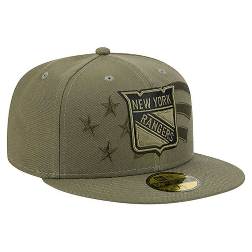 NHL Olive New York Rangers New Era Military Appreciation Flag 59FIFTY Fitted Hat