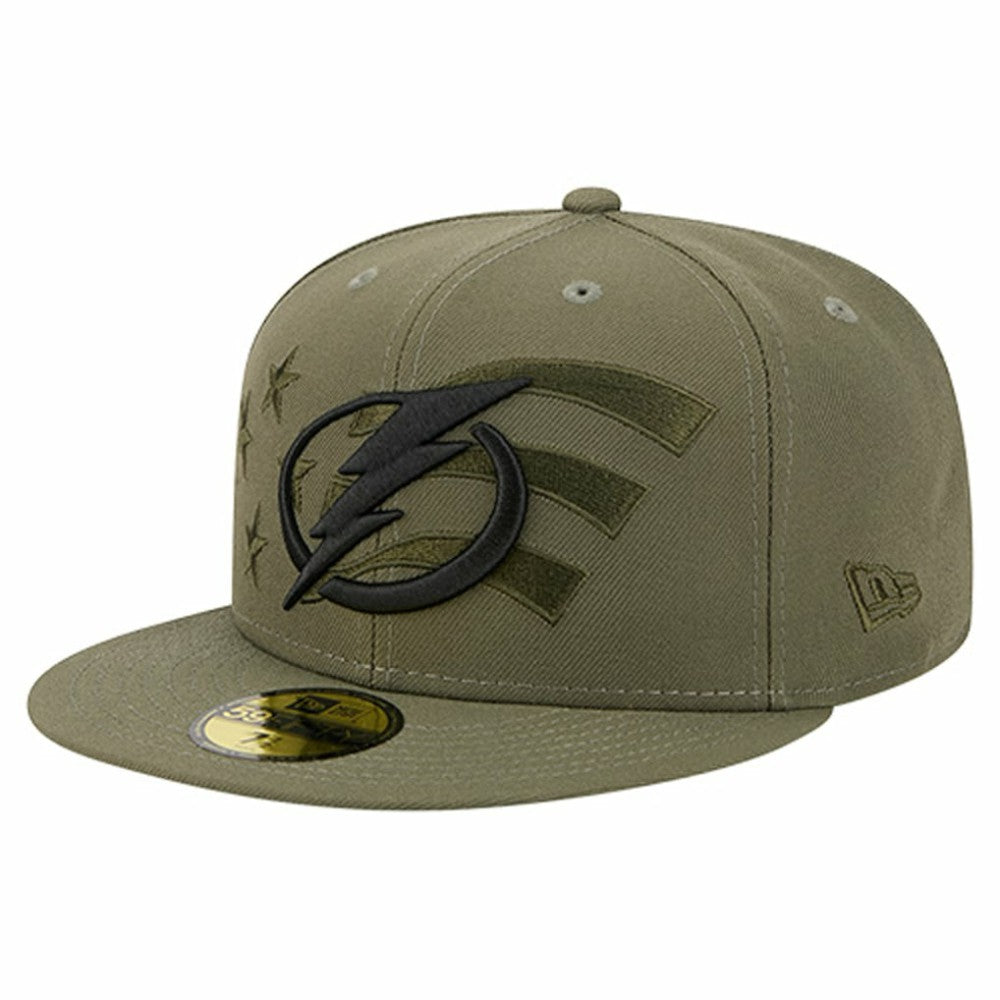 NHL Olive Tampa Bay Lightning New Era Military Appreciation Flag 59FIFTY Fitted Hat