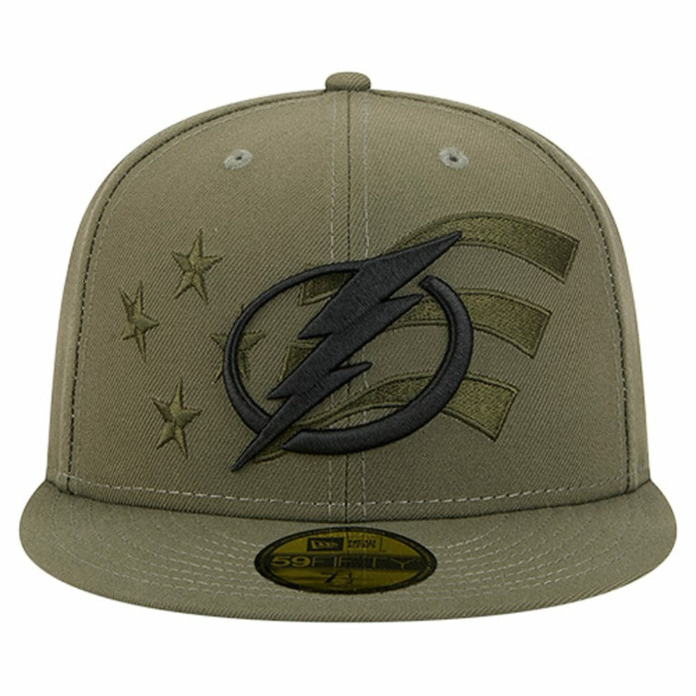 NHL Olive Tampa Bay Lightning New Era Military Appreciation Flag 59FIFTY Fitted Hat
