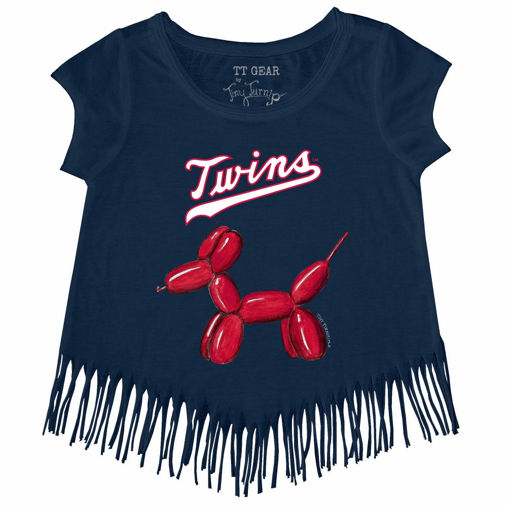 MLB Minnesota Twins Tiny Turnip Girls Youth Balloon Dog Fringe T-Shirt