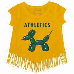 MLB Athletics Tiny Turnip Girls Youth Balloon Dog Fringe T-Shirt