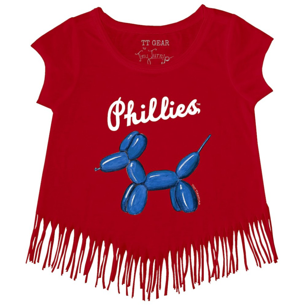 MLB Philadelphia Phillies Tiny Turnip Girls Youth Balloon Dog Fringe T-Shirt