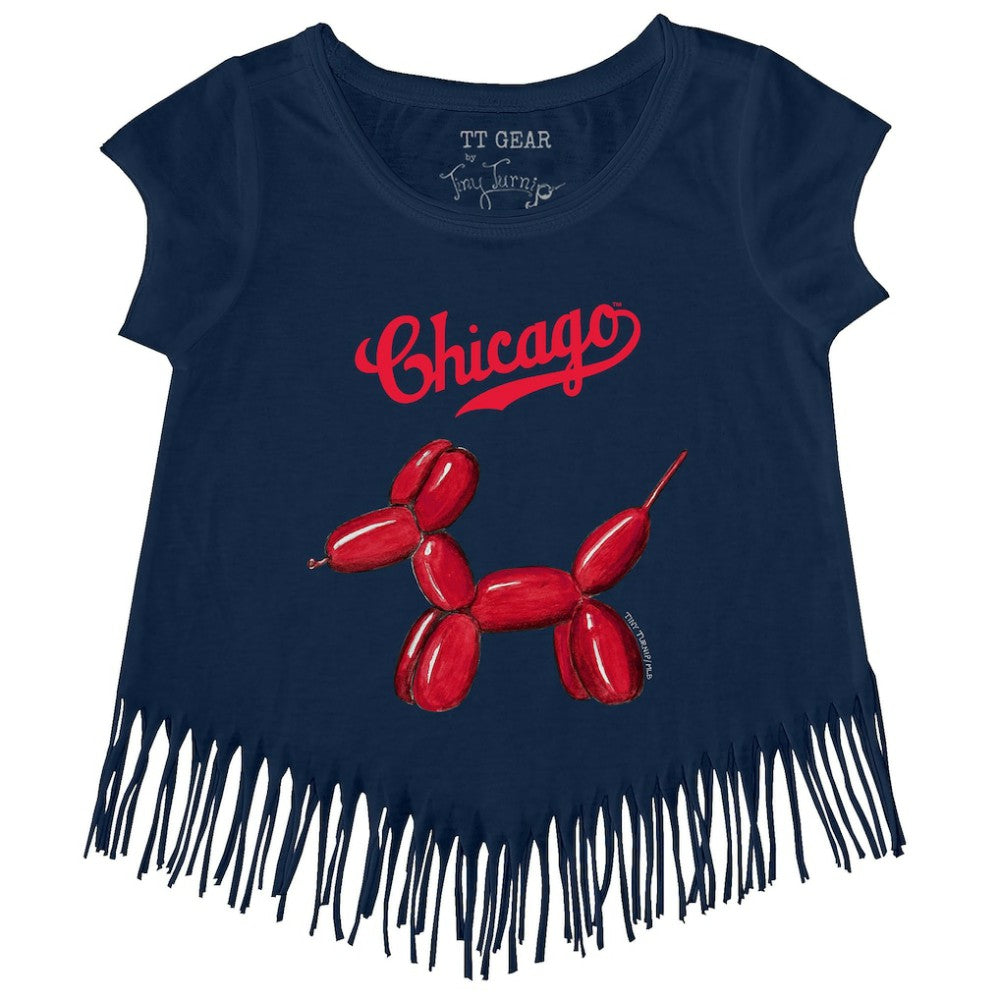 MLB Chicago Cubs Tiny Turnip Girls Youth Balloon Dog Fringe T-Shirt
