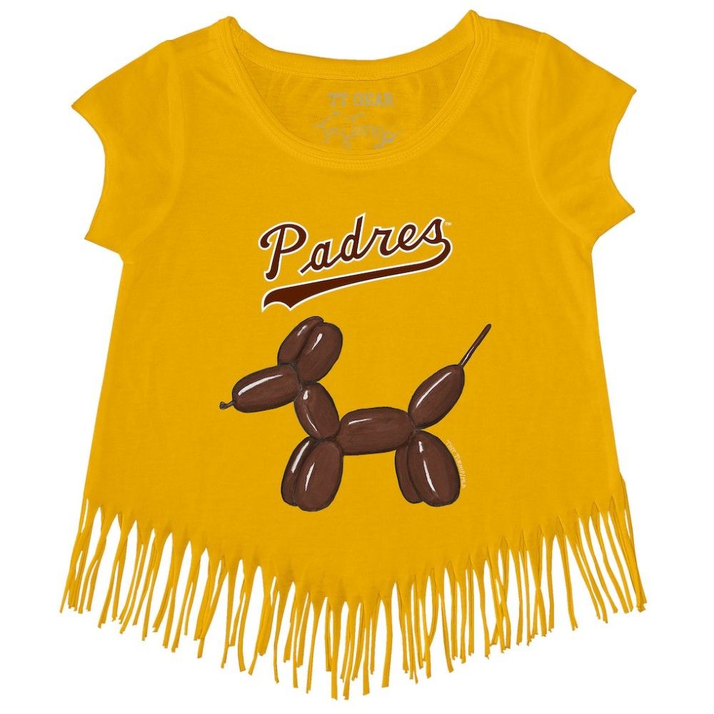 MLB San Diego Padres Tiny Turnip Girls Youth Balloon Dog Fringe T-Shirt