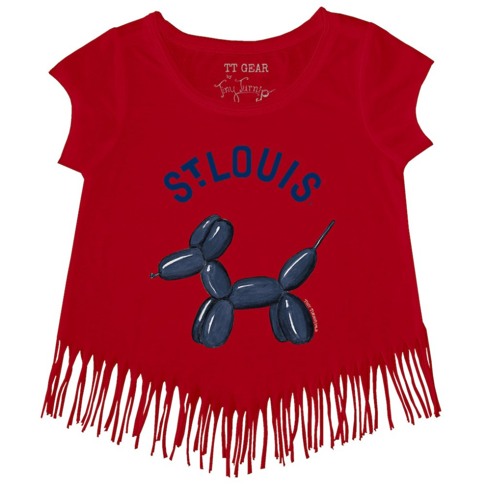 MLB St. Louis Cardinals Tiny Turnip Girls Youth Balloon Dog Fringe T-Shirt