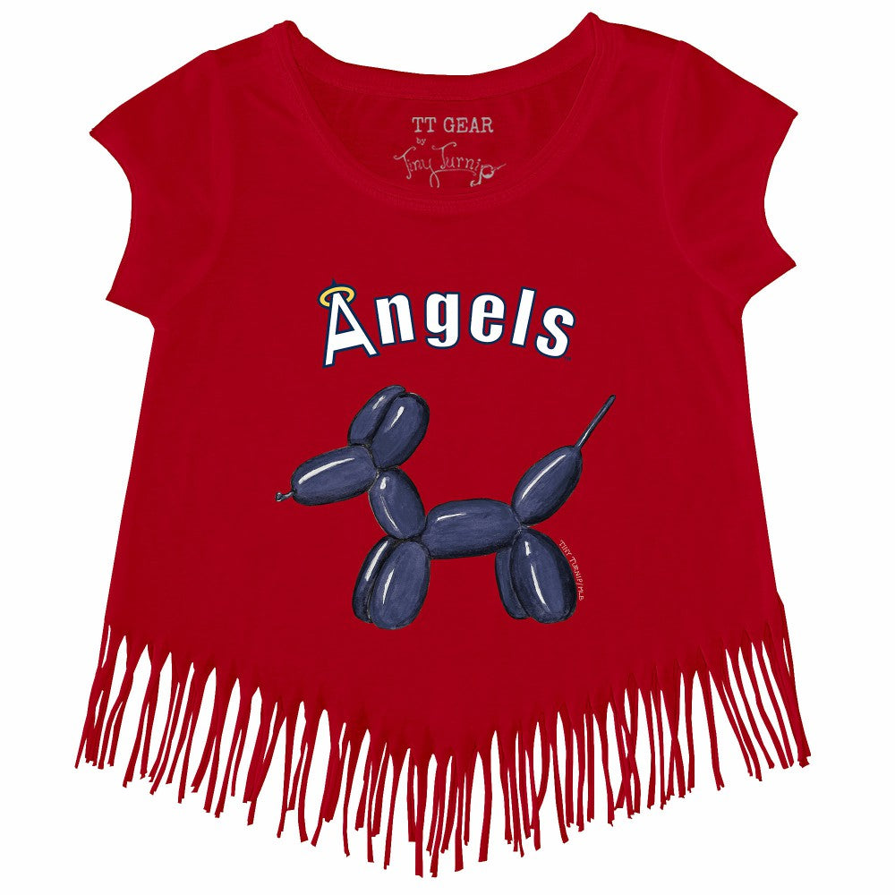 MLB Los Angeles Angels Tiny Turnip Girls Youth Balloon Dog Fringe T-Shirt