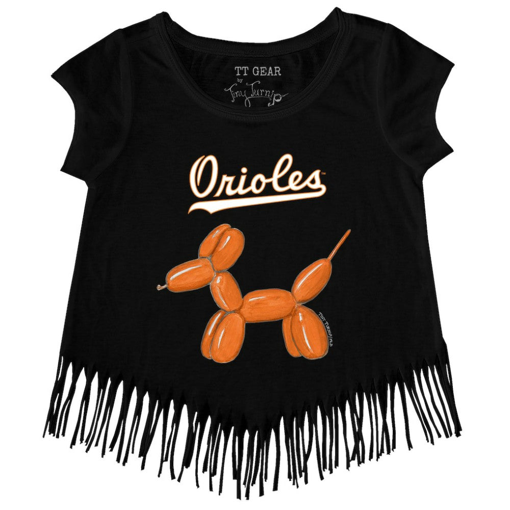 MLB Baltimore Orioles Tiny Turnip Girls Youth Balloon Dog Fringe T-Shirt