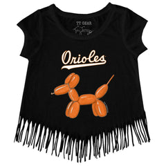 MLB Baltimore Orioles Tiny Turnip Girls Youth Balloon Dog Fringe T-Shirt