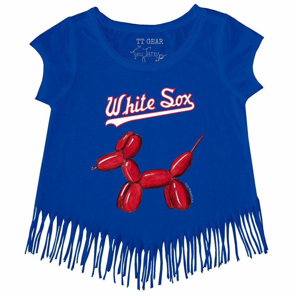 MLB Chicago White Sox Tiny Turnip Girls Youth Balloon Dog Fringe T-Shirt