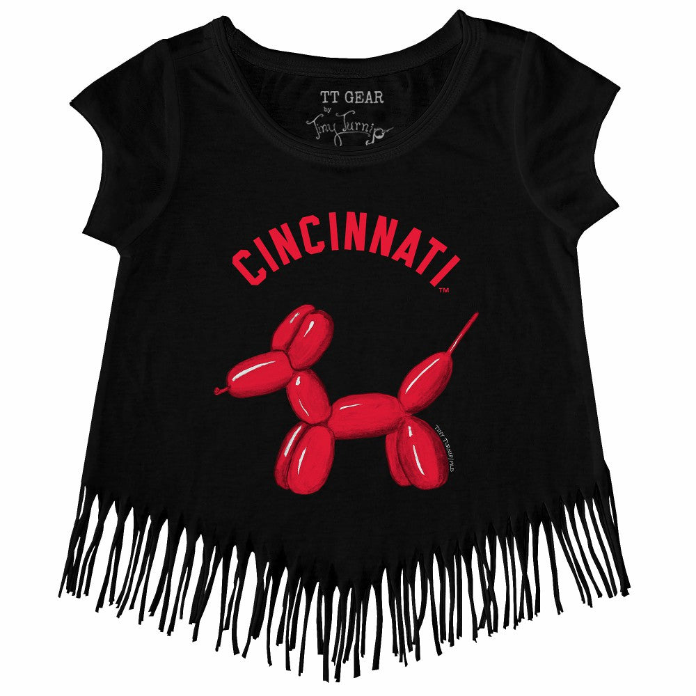 MLB Cincinnati Reds Tiny Turnip Girls Youth Balloon Dog Fringe T-Shirt