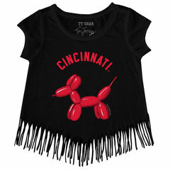 MLB Cincinnati Reds Tiny Turnip Girls Youth Balloon Dog Fringe T-Shirt