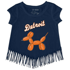 MLB Detroit Tigers Tiny Turnip Girls Youth Balloon Dog Fringe T-Shirt