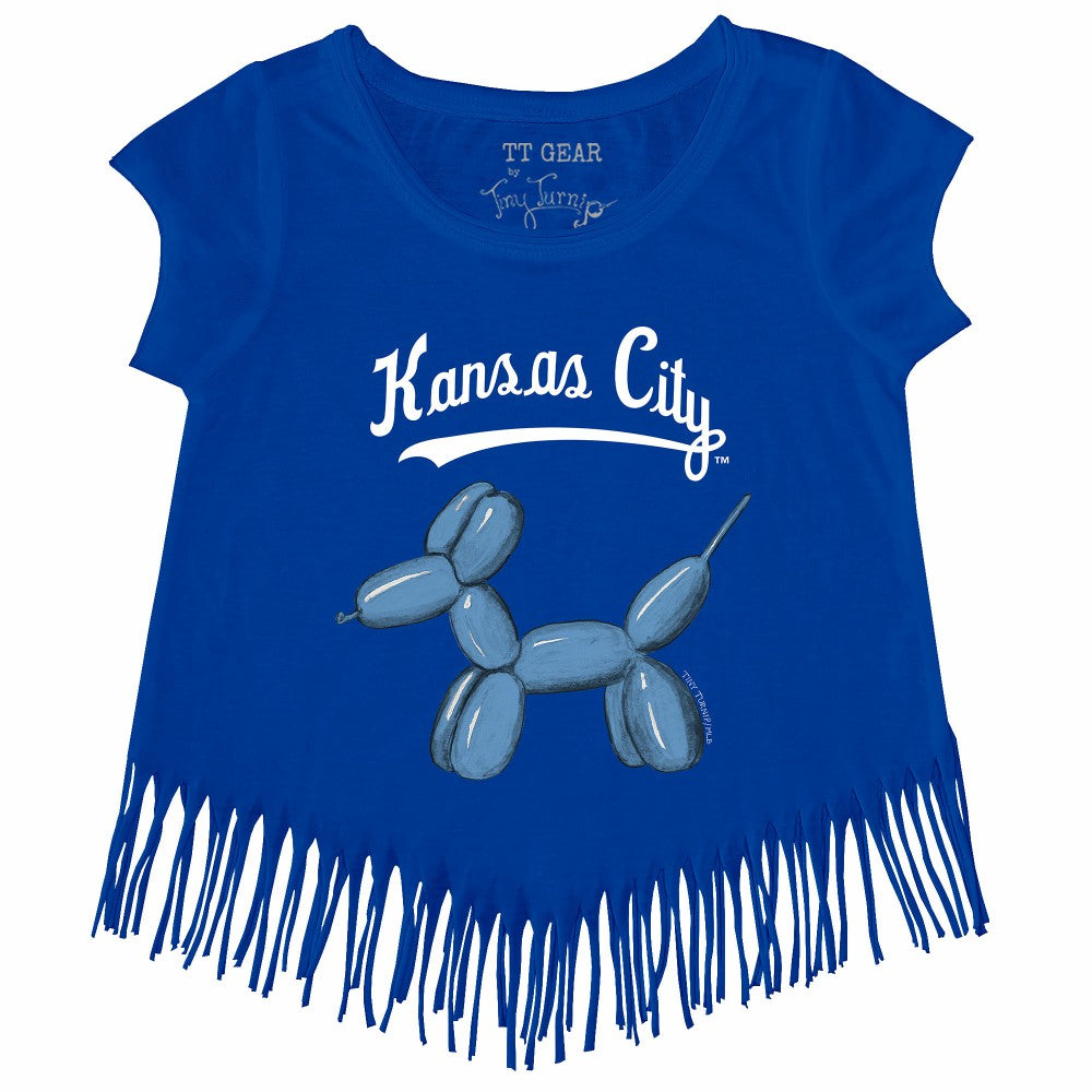 MLB Kansas City Royals Tiny Turnip Girls Youth Balloon Dog Fringe T-Shirt