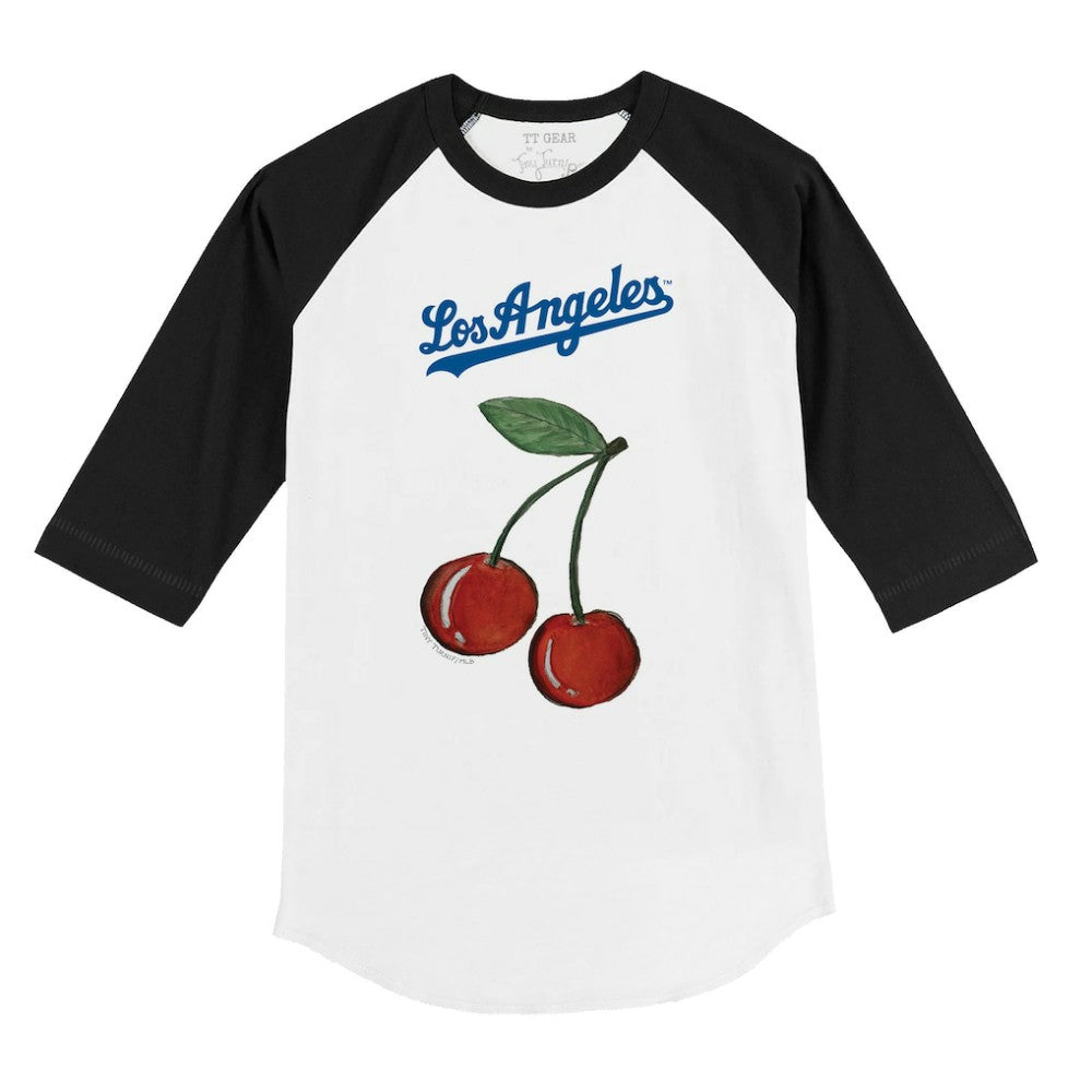 MLB Los Angeles Dodgers Tiny Turnip Youth Cherries 3/4-Sleeve Raglan Baseball T-Shirt