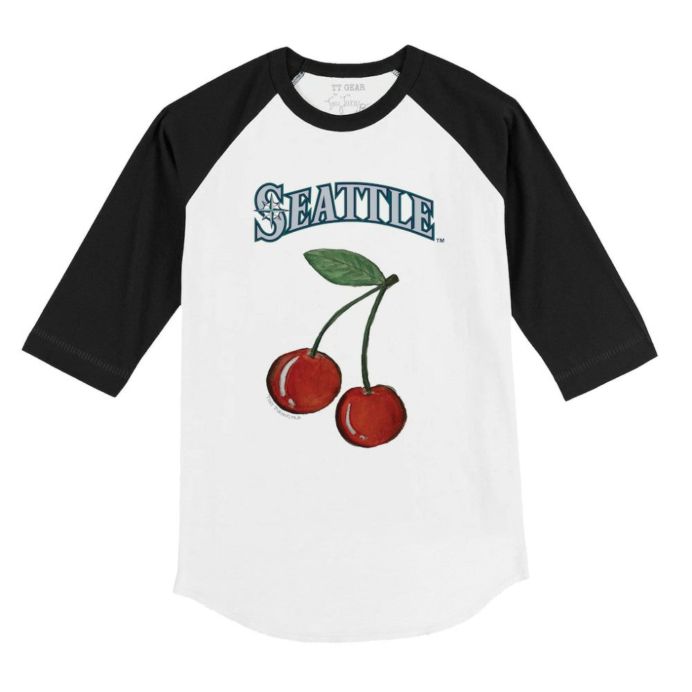 MLB Seattle Mariners Tiny Turnip Youth Cherries 3/4-Sleeve Raglan Baseball T-Shirt