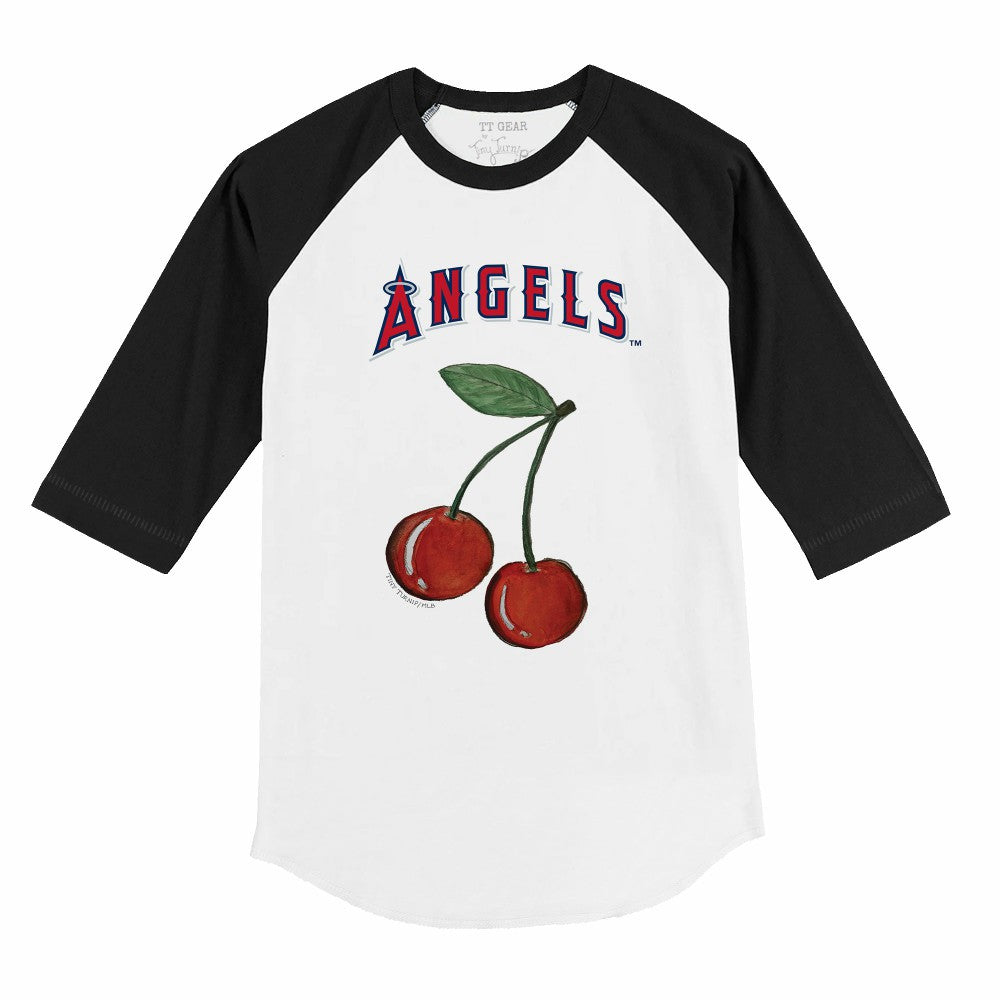 MLB Los Angeles Angels Tiny Turnip Youth Cherries 3/4-Sleeve Raglan Baseball T-Shirt