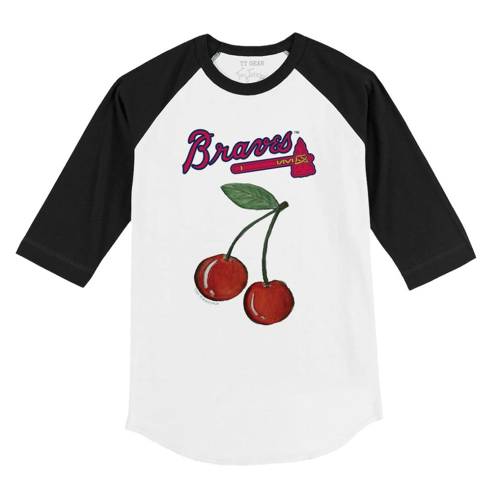 MLB Atlanta Braves Tiny Turnip Youth Cherries 3/4-Sleeve Raglan Baseball T-Shirt