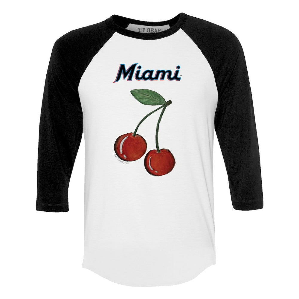 MLB Miami Marlins Tiny Turnip Women's Cherries 3/4-Sleeve Raglan Baseball T-Shirt