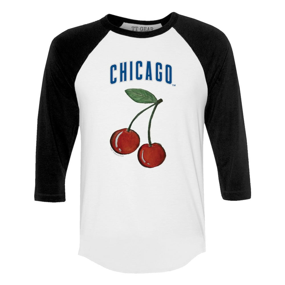 MLB Chicago Cubs Tiny Turnip Women's Cherries 3/4-Sleeve Raglan Baseball T-Shirt