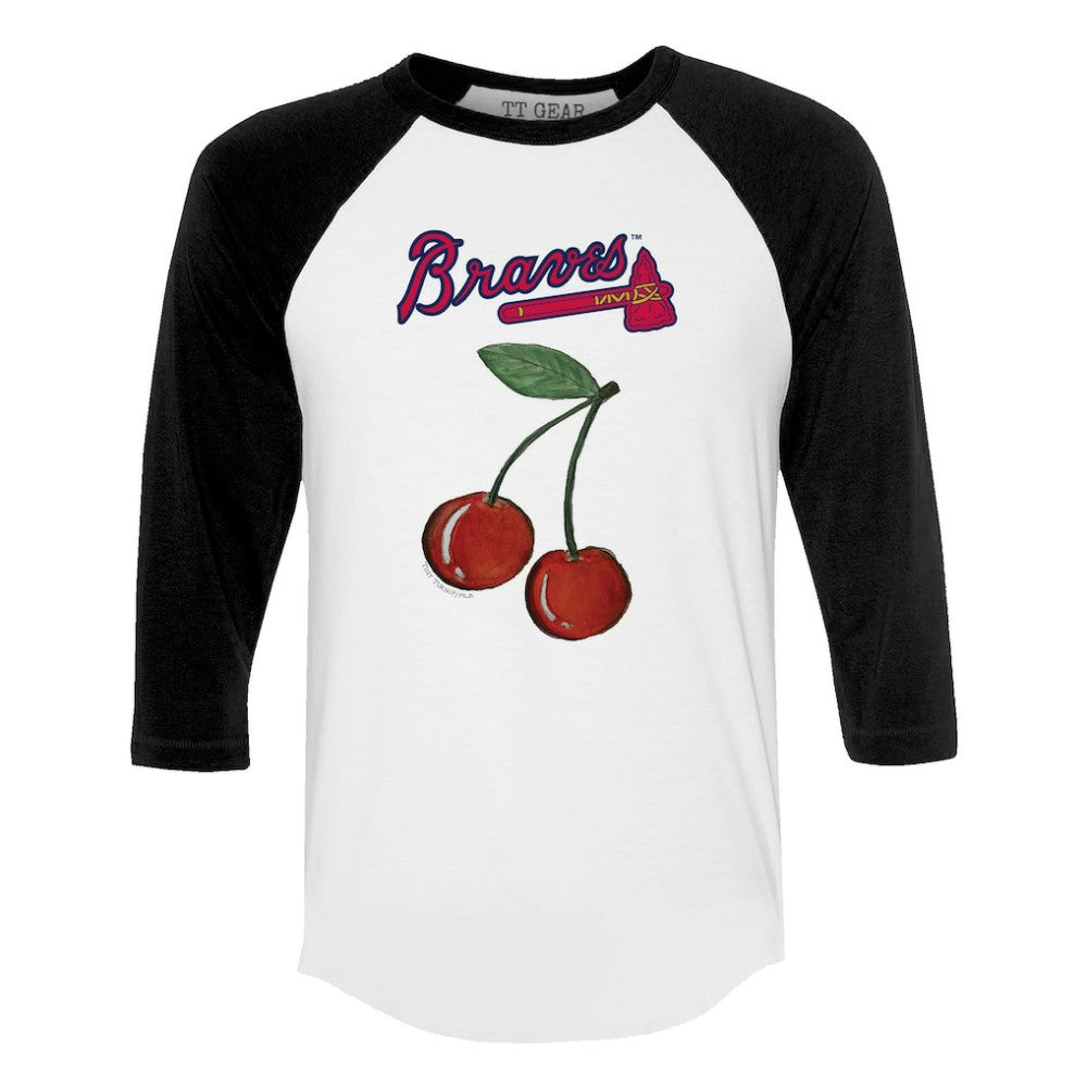 MLB Atlanta Braves Tiny Turnip Women's Cherries 3/4-Sleeve Raglan Baseball T-Shirt
