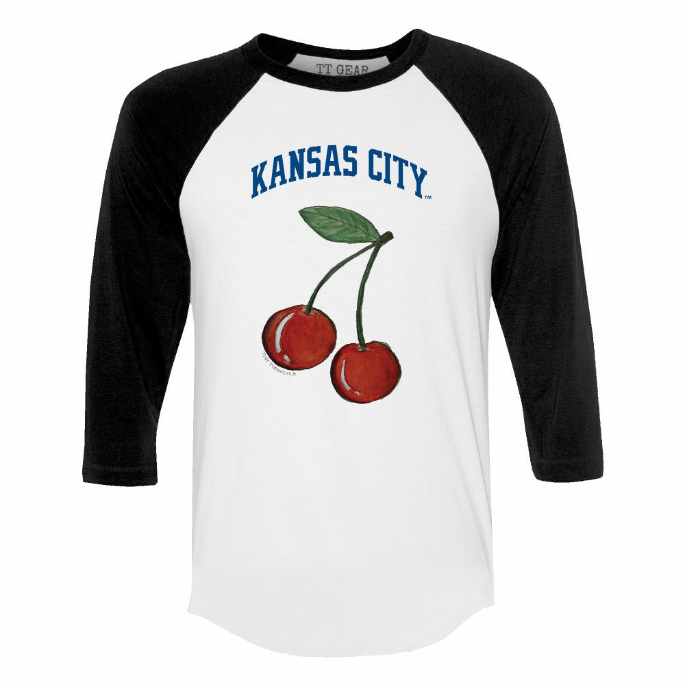 MLB Kansas City Royals Tiny Turnip Women's Cherries 3/4-Sleeve Raglan Baseball T-Shirt