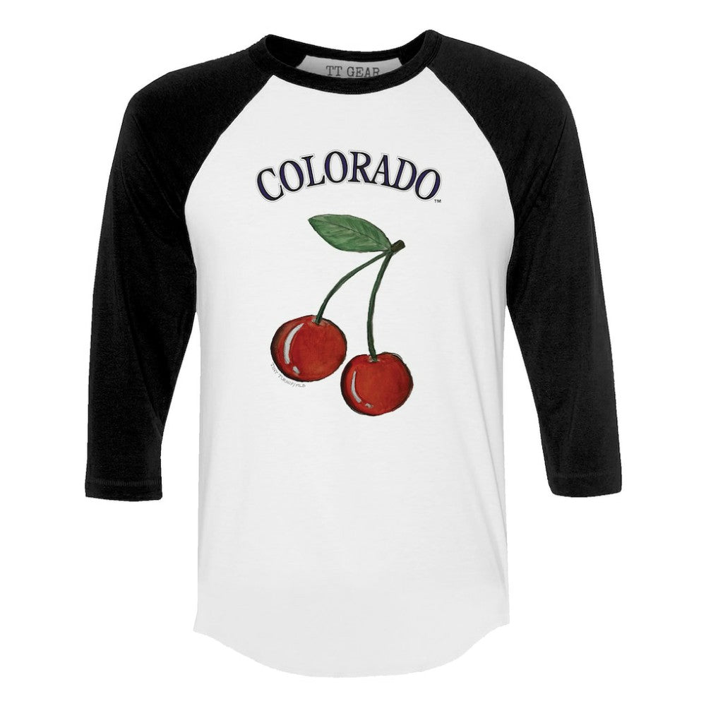 MLB Colorado Rockies Tiny Turnip Women's Cherries 3/4-Sleeve Raglan Baseball T-Shirt