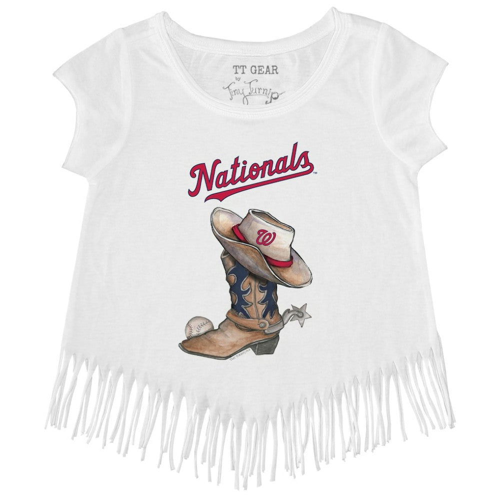MLB Washington Nationals Tiny Turnip Girls Youth Cowboy Boot Fringe T-Shirt