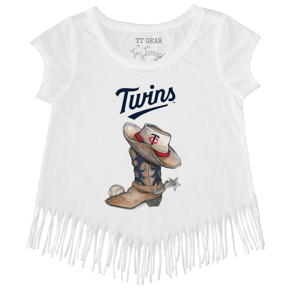 MLB Minnesota Twins Tiny Turnip Girls Youth Cowboy Boot Fringe T-Shirt