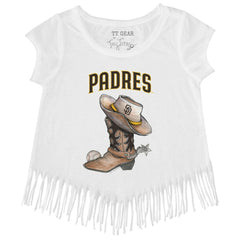 MLB San Diego Padres Tiny Turnip Girls Youth Cowboy Boot Fringe T-Shirt