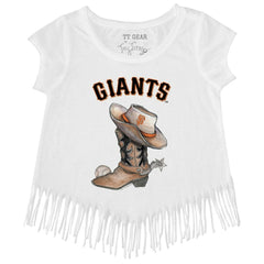 MLB San Francisco Giants Tiny Turnip Girls Youth Cowboy Boot Fringe T-Shirt