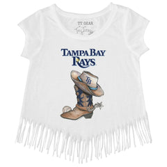 MLB Tampa Bay Rays Tiny Turnip Girls Youth Cowboy Boot Fringe T-Shirt