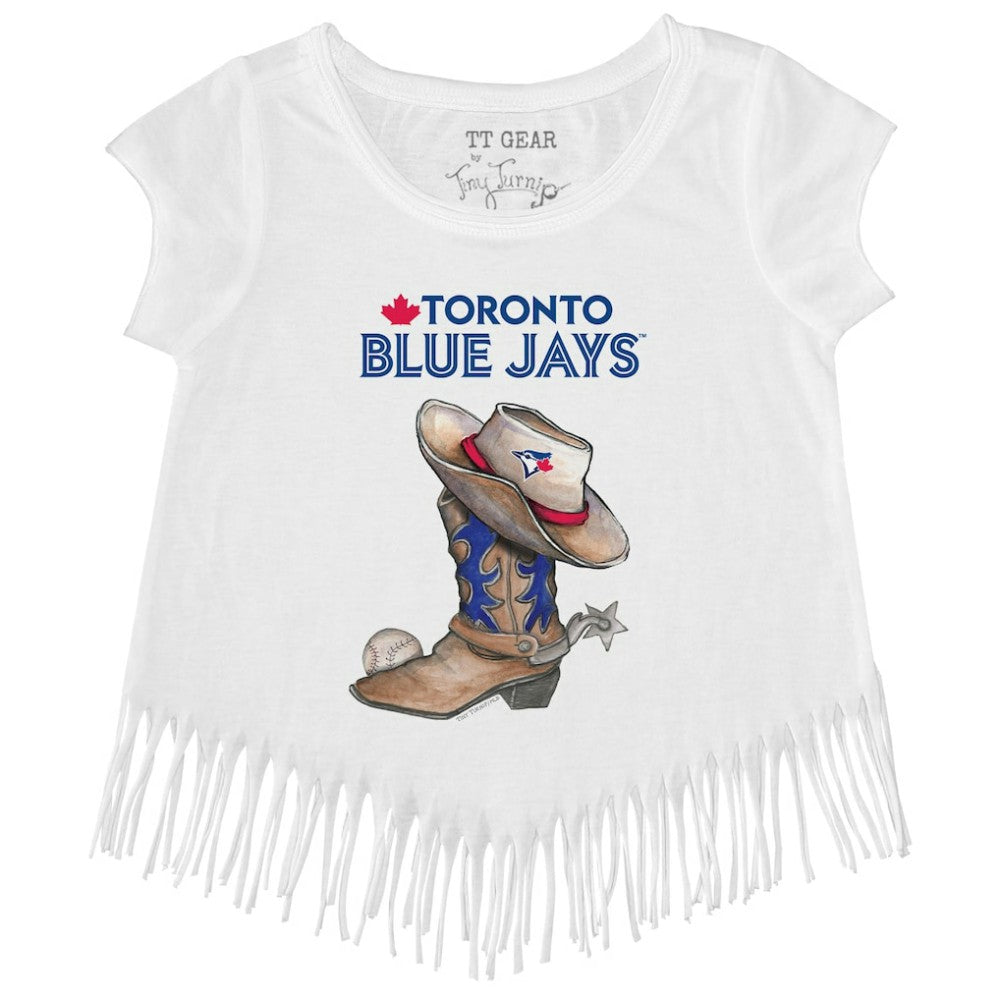 MLB Toronto Blue Jays Tiny Turnip Girls Youth Cowboy Boot Fringe T-Shirt