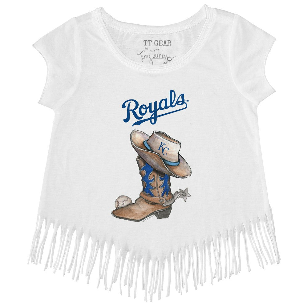MLB Kansas City Royals Tiny Turnip Girls Youth Cowboy Boot Fringe T-Shirt