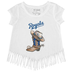 MLB Kansas City Royals Tiny Turnip Girls Youth Cowboy Boot Fringe T-Shirt