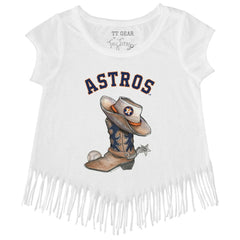 MLB Houston Astros Tiny Turnip Girls Youth Cowboy Boot Fringe T-Shirt