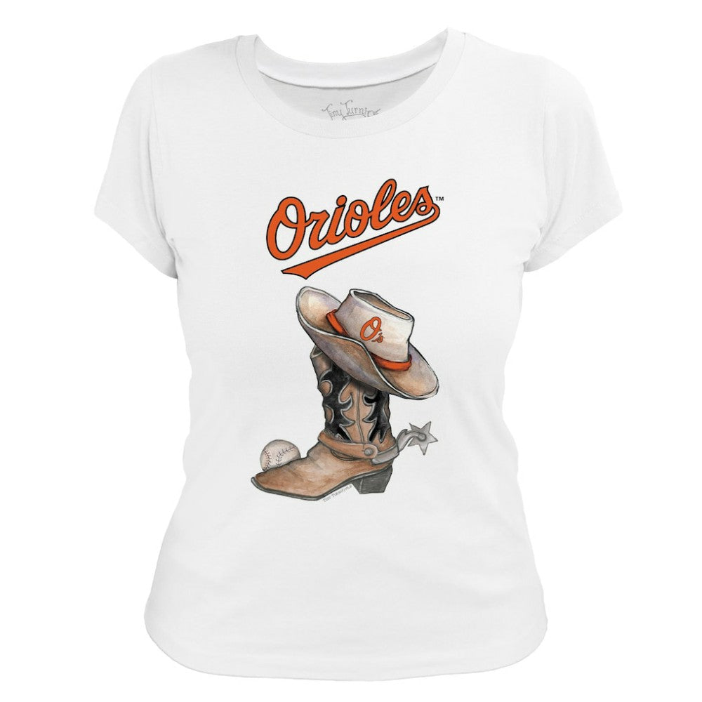 MLB Baltimore Orioles Tiny Turnip Women's Cowboy Boot T-Shirt