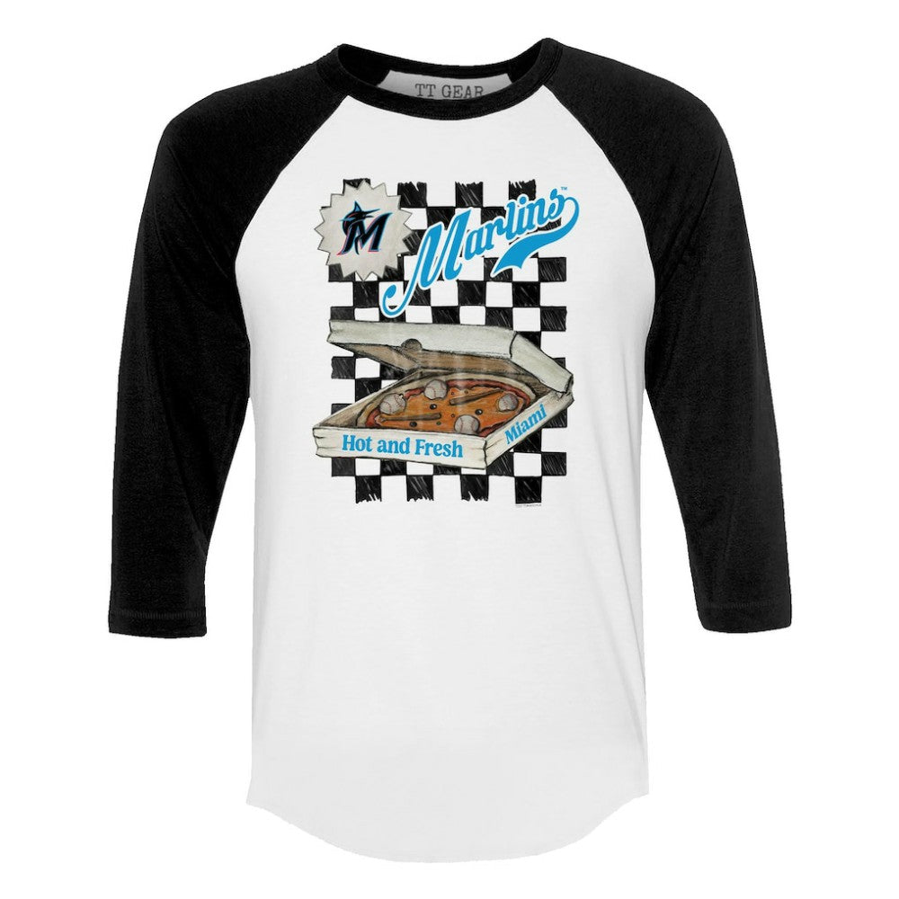 MLB Miami Marlins Tiny Turnip Women's Pizza 3/4-Sleeve Raglan Baseball T-Shirt