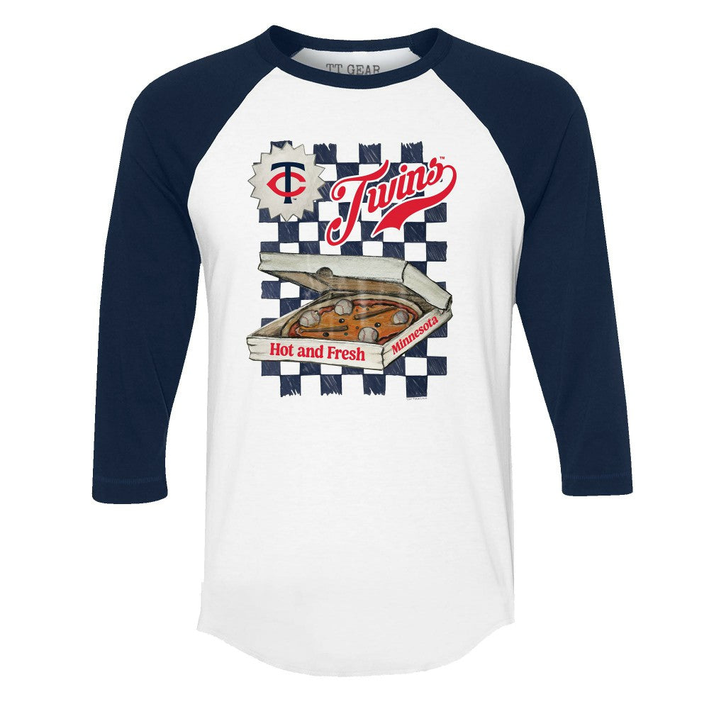 MLB Minnesota Twins Tiny Turnip Women's Pizza 3/4-Sleeve Raglan Baseball T-Shirt