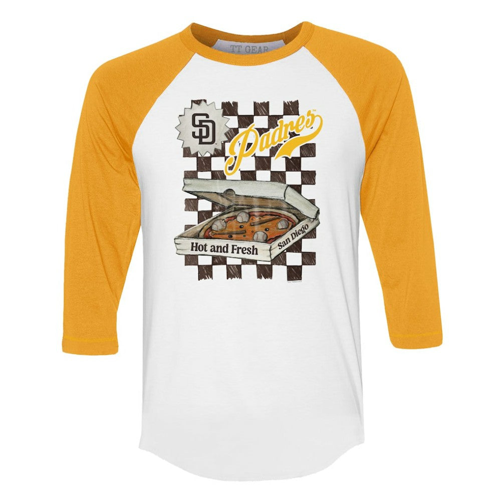 MLB San Diego Padres Tiny Turnip Women's Pizza 3/4-Sleeve Raglan Baseball T-Shirt