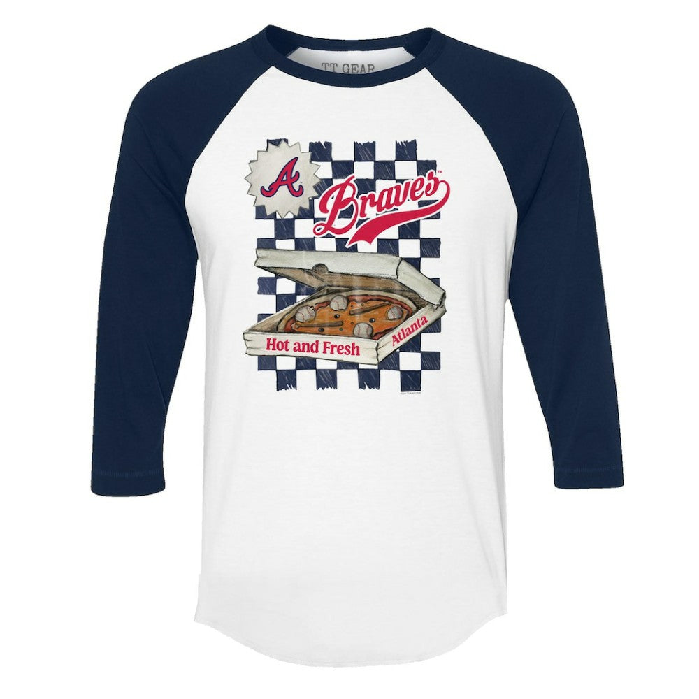 MLB Atlanta Braves Tiny Turnip Women's Pizza 3/4-Sleeve Raglan Baseball T-Shirt